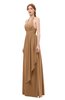 ColsBM Olive Light Brown Bridesmaid Dresses V-neck Zipper Pleated Sexy Floor Length A-line