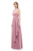 ColsBM Olive Light Coral Bridesmaid Dresses V-neck Zipper Pleated Sexy Floor Length A-line