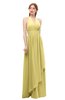 ColsBM Olive Misted Yellow Bridesmaid Dresses V-neck Zipper Pleated Sexy Floor Length A-line
