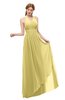 ColsBM Olive Misted Yellow Bridesmaid Dresses V-neck Zipper Pleated Sexy Floor Length A-line