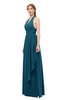 ColsBM Olive Moroccan Blue Bridesmaid Dresses V-neck Zipper Pleated Sexy Floor Length A-line