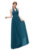ColsBM Olive Moroccan Blue Bridesmaid Dresses V-neck Zipper Pleated Sexy Floor Length A-line