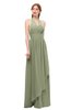 ColsBM Olive Moss Green Bridesmaid Dresses V-neck Zipper Pleated Sexy Floor Length A-line