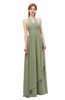 ColsBM Olive Moss Green Bridesmaid Dresses V-neck Zipper Pleated Sexy Floor Length A-line