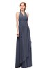 ColsBM Olive Nightshadow Blue Bridesmaid Dresses V-neck Zipper Pleated Sexy Floor Length A-line