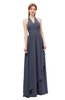 ColsBM Olive Nightshadow Blue Bridesmaid Dresses V-neck Zipper Pleated Sexy Floor Length A-line