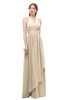ColsBM Olive Novelle Peach Bridesmaid Dresses V-neck Zipper Pleated Sexy Floor Length A-line
