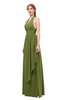 ColsBM Olive Olive Green Bridesmaid Dresses V-neck Zipper Pleated Sexy Floor Length A-line