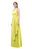 ColsBM Olive Pale Yellow Bridesmaid Dresses V-neck Zipper Pleated Sexy Floor Length A-line