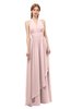 ColsBM Olive Pastel Pink Bridesmaid Dresses V-neck Zipper Pleated Sexy Floor Length A-line