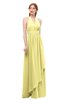 ColsBM Olive Pastel Yellow Bridesmaid Dresses V-neck Zipper Pleated Sexy Floor Length A-line