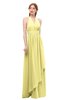 ColsBM Olive Pastel Yellow Bridesmaid Dresses V-neck Zipper Pleated Sexy Floor Length A-line