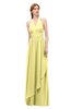 ColsBM Olive Pastel Yellow Bridesmaid Dresses V-neck Zipper Pleated Sexy Floor Length A-line