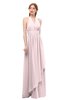 ColsBM Olive Petal Pink Bridesmaid Dresses V-neck Zipper Pleated Sexy Floor Length A-line