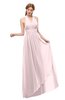 ColsBM Olive Petal Pink Bridesmaid Dresses V-neck Zipper Pleated Sexy Floor Length A-line