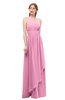ColsBM Olive Pink Bridesmaid Dresses V-neck Zipper Pleated Sexy Floor Length A-line