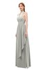 ColsBM Olive Platinum Bridesmaid Dresses V-neck Zipper Pleated Sexy Floor Length A-line