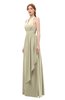 ColsBM Olive Putty Bridesmaid Dresses V-neck Zipper Pleated Sexy Floor Length A-line