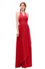 ColsBM Olive Red Bridesmaid Dresses V-neck Zipper Pleated Sexy Floor Length A-line