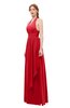 ColsBM Olive Red Bridesmaid Dresses V-neck Zipper Pleated Sexy Floor Length A-line
