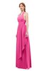 ColsBM Olive Rose Pink Bridesmaid Dresses V-neck Zipper Pleated Sexy Floor Length A-line