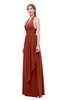 ColsBM Olive Rust Bridesmaid Dresses V-neck Zipper Pleated Sexy Floor Length A-line