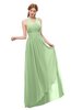 ColsBM Olive Sage Green Bridesmaid Dresses V-neck Zipper Pleated Sexy Floor Length A-line