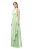 ColsBM Olive Seacrest Bridesmaid Dresses V-neck Zipper Pleated Sexy Floor Length A-line
