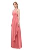 ColsBM Olive Shell Pink Bridesmaid Dresses V-neck Zipper Pleated Sexy Floor Length A-line