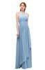 ColsBM Olive Sky Blue Bridesmaid Dresses V-neck Zipper Pleated Sexy Floor Length A-line