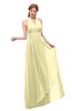 ColsBM Olive Soft Yellow Bridesmaid Dresses V-neck Zipper Pleated Sexy Floor Length A-line