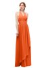 ColsBM Olive Tangerine Bridesmaid Dresses V-neck Zipper Pleated Sexy Floor Length A-line