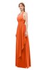 ColsBM Olive Tangerine Bridesmaid Dresses V-neck Zipper Pleated Sexy Floor Length A-line