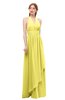 ColsBM Olive Yellow Iris Bridesmaid Dresses V-neck Zipper Pleated Sexy Floor Length A-line