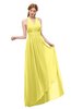 ColsBM Olive Yellow Iris Bridesmaid Dresses V-neck Zipper Pleated Sexy Floor Length A-line