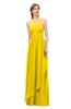 ColsBM Olive Yellow Bridesmaid Dresses V-neck Zipper Pleated Sexy Floor Length A-line