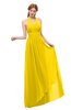 ColsBM Olive Yellow Bridesmaid Dresses V-neck Zipper Pleated Sexy Floor Length A-line