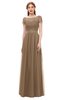 ColsBM Ellery Beaver Fur Bridesmaid Dresses A-line Half Backless Elegant Floor Length Short Sleeve Bateau