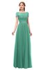 ColsBM Ellery Beryl Green Bridesmaid Dresses A-line Half Backless Elegant Floor Length Short Sleeve Bateau