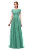 ColsBM Ellery Beryl Green Bridesmaid Dresses A-line Half Backless Elegant Floor Length Short Sleeve Bateau
