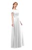 ColsBM Ellery Cloud White Bridesmaid Dresses A-line Half Backless Elegant Floor Length Short Sleeve Bateau