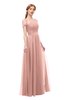 ColsBM Ellery Coral Almond Bridesmaid Dresses A-line Half Backless Elegant Floor Length Short Sleeve Bateau