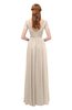 ColsBM Ellery Cream Tan Bridesmaid Dresses A-line Half Backless Elegant Floor Length Short Sleeve Bateau