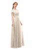 ColsBM Ellery Cream Tan Bridesmaid Dresses A-line Half Backless Elegant Floor Length Short Sleeve Bateau