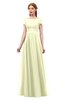 ColsBM Ellery Cream Bridesmaid Dresses A-line Half Backless Elegant Floor Length Short Sleeve Bateau