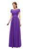 ColsBM Ellery Deep Lavender Bridesmaid Dresses A-line Half Backless Elegant Floor Length Short Sleeve Bateau