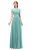ColsBM Ellery Eggshell Blue Bridesmaid Dresses A-line Half Backless Elegant Floor Length Short Sleeve Bateau
