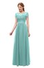 ColsBM Ellery Eggshell Blue Bridesmaid Dresses A-line Half Backless Elegant Floor Length Short Sleeve Bateau
