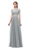 ColsBM Ellery Frost Grey Bridesmaid Dresses A-line Half Backless Elegant Floor Length Short Sleeve Bateau