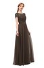 ColsBM Ellery Fudge Brown Bridesmaid Dresses A-line Half Backless Elegant Floor Length Short Sleeve Bateau